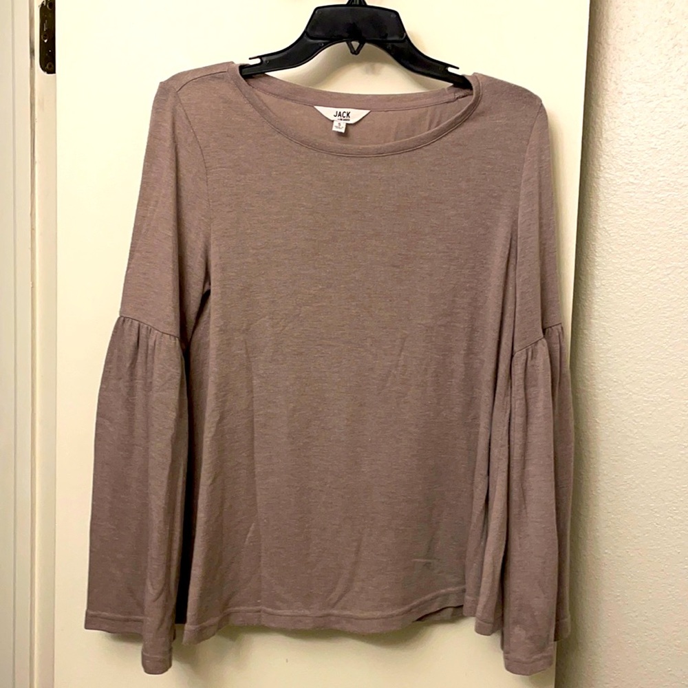 Jack by BB Dakota Bell Sleeve Top Size Small. Taupe color.